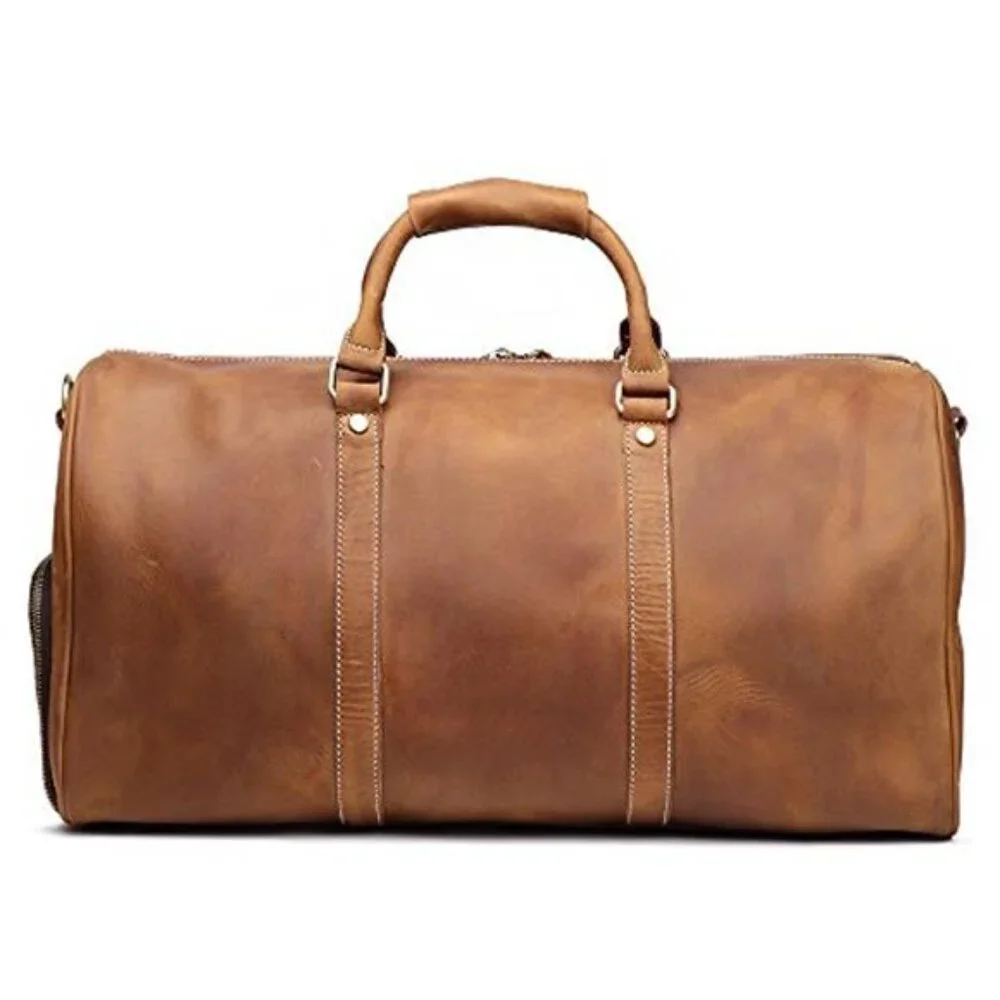 Men's Leather Duffle Bag Retro Carry on Handbag